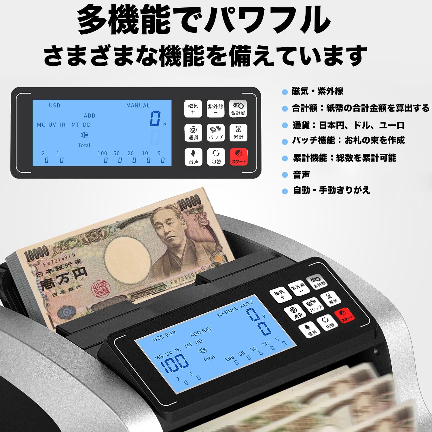 Amazon | 紙幣カウンター マネーカウンター 紙幣計数機 日本紙幣 偽札